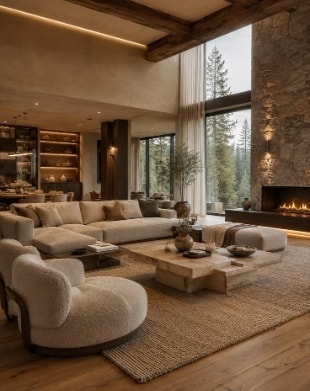 Travertine coffee table